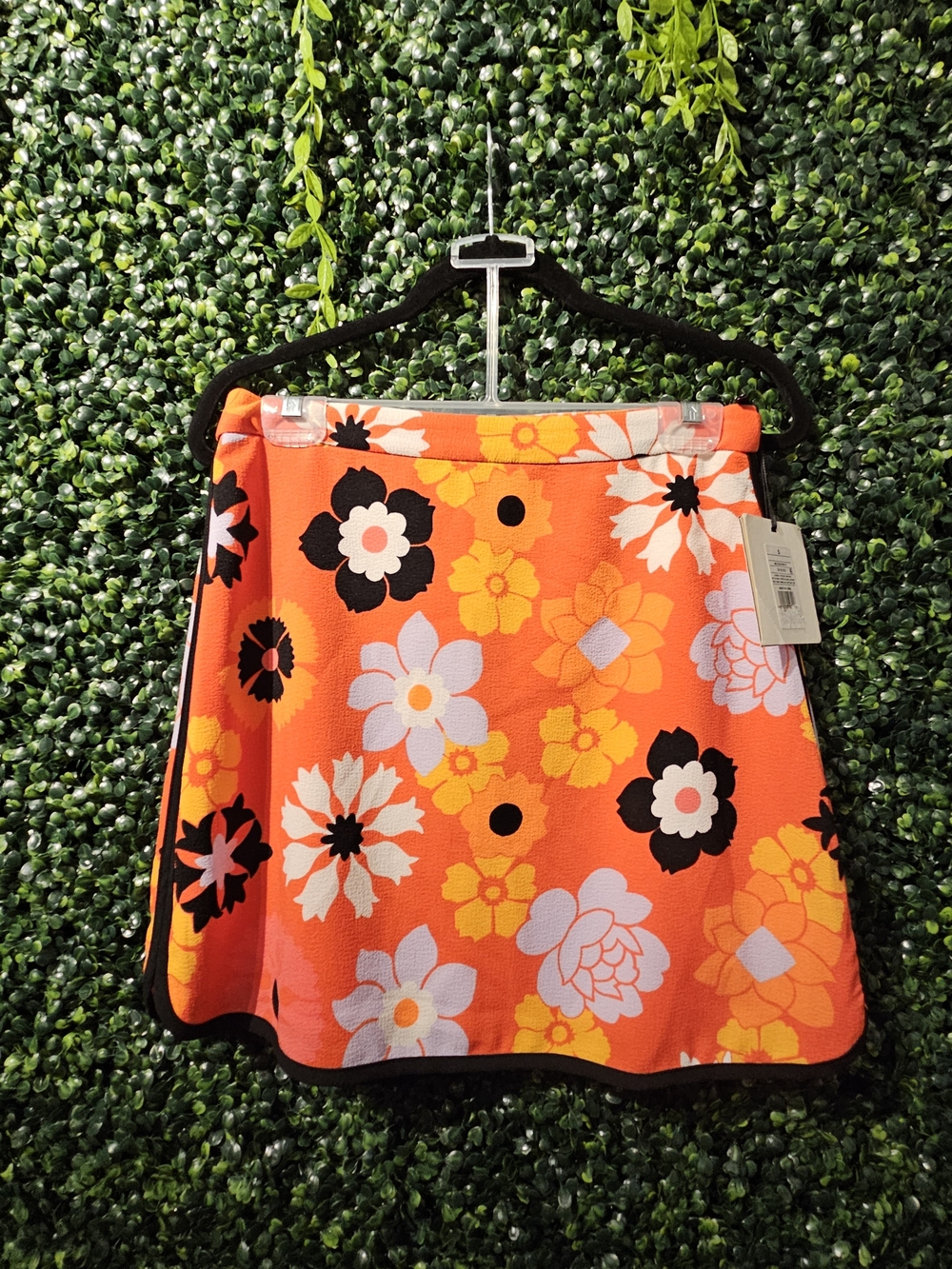 Victoria Beckham Orange Floral Mini Skirt